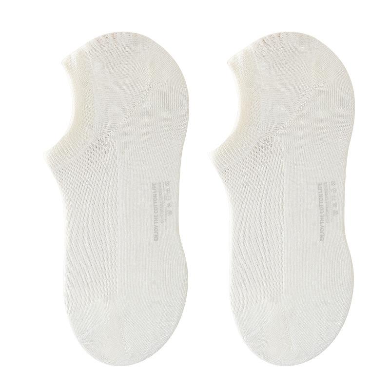 4 Pairs Women's Spring Summer Thin Cotton Socks Breathable Mesh Cotton Ankle Socks Odorless Anti-slip Invisible for Women