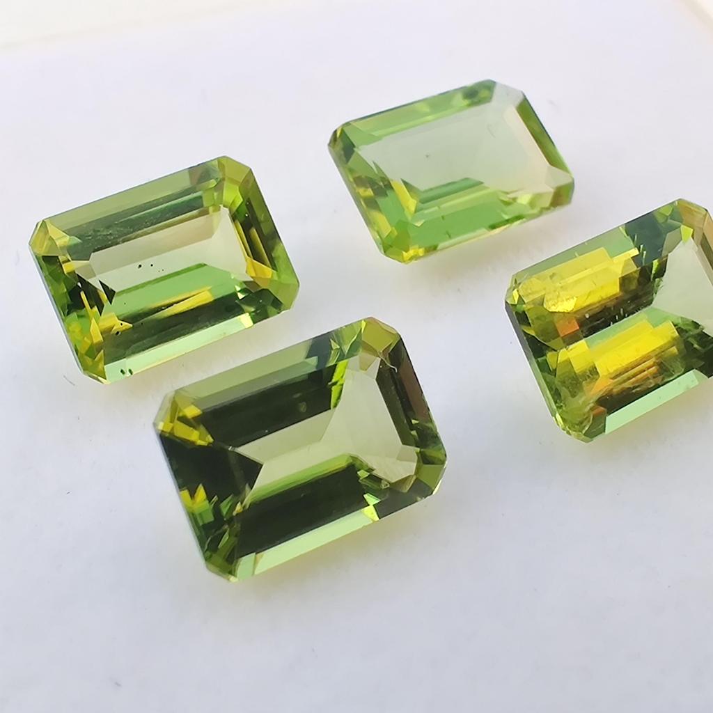 4 Pcs Natural Emerald Cut Peridot Gemstone: 4 Carat, 4 Pcs of 7x5 MM Loose Stone.