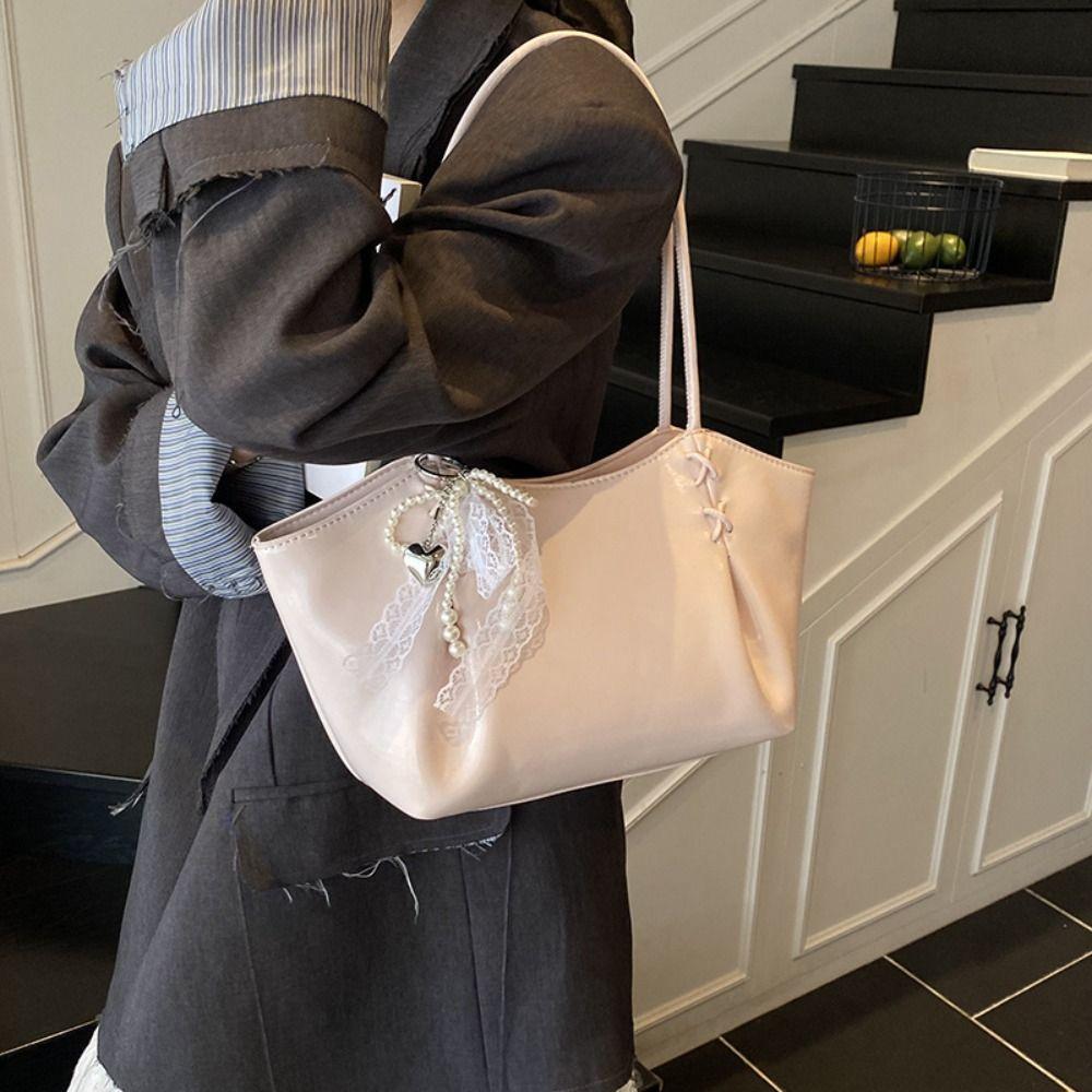 Elegant Autumn Winter Underarm Bag PU Leather French Tote Bag Vintage Commuting Handbag  Girls