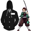 Demon Anime Slayer Kimetsu No Yaiba Zipper Hoodies Sweatshirts Long Coat Sleeve