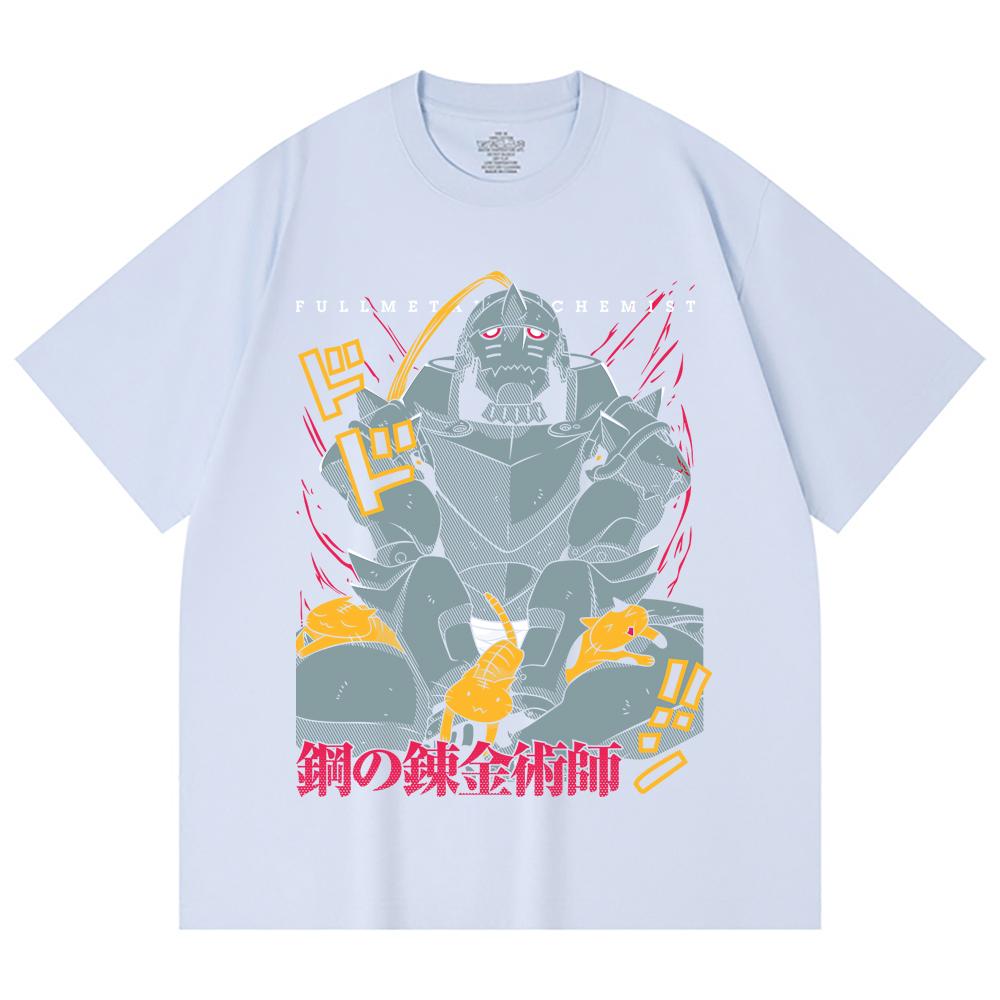 T-shirt Unisex in Cotone Pesante 230 g/m² 100% Cotone con Stampa Fullmetal Alchemist V4 Alphonse