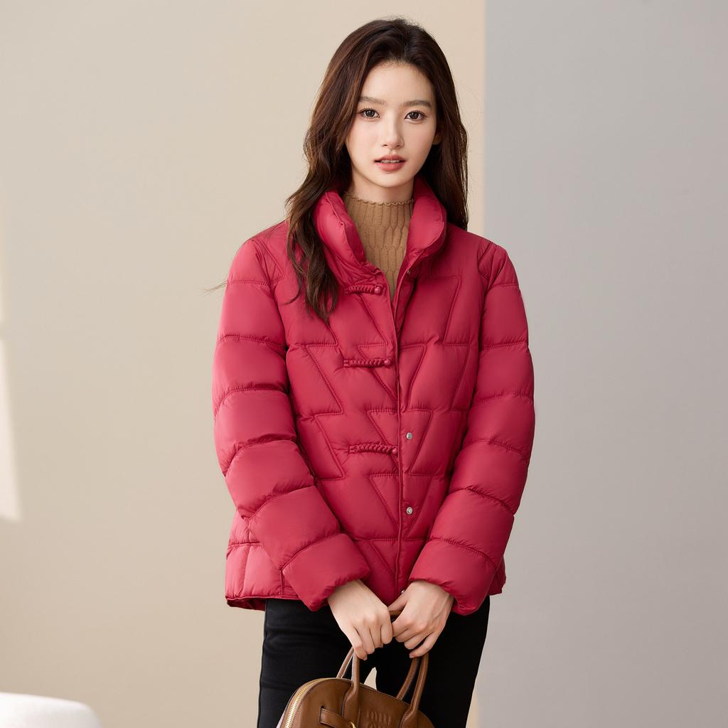 Women's Loose Stand-up Collar Coat In Autumn and Winter Is Slim and Cotton-padded Jacket In Chinese Style.