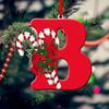 Christmas Party Themes Red Color 26-Letter Hanging Ornaments with Lanyard & Flower Charms Cute Decorations Tree Drop Decoration Holiday New Year Home