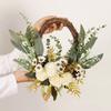Floral Artificial Wreath for Wall and Door Decoration Featuring Fabric and Plastic Construction for Weddings and Events