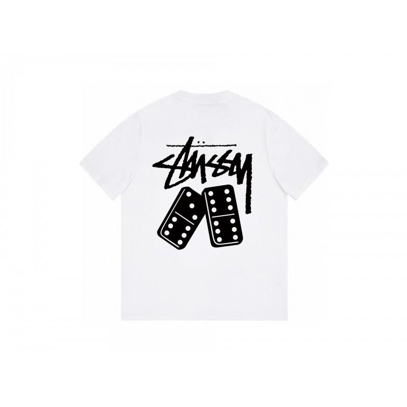 Stussy Short Sleeve T-Shirt Teens Loose Fit 270g Cotton Round Neck Casual Wear
