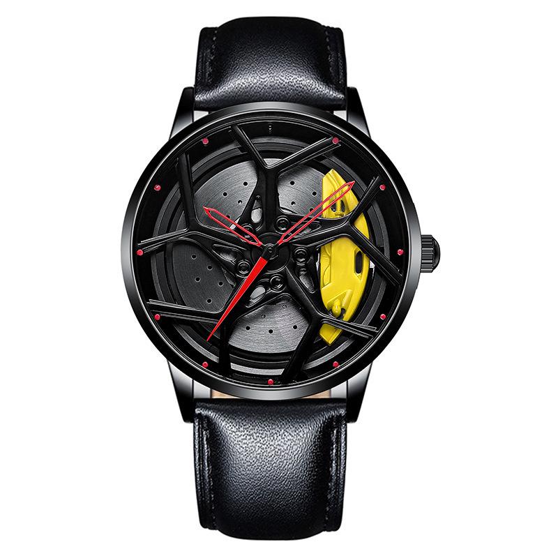 SVJ2021 RS8 Men's 3D Brakes Hollow Dial Sports Car Black Waterproof Watch
