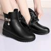 Women's Boots Leather Ankle Boots New Winter Plush Platform Snow Boots Zipper Black Women Cotton Shoes Classic Warm Casual Boot