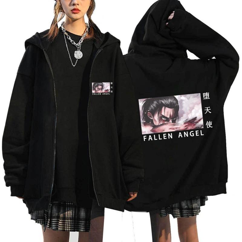 Anime Attack On Titan Printed Zip-Up Hoodie Unisex Casual Sportswear Long Sleeve Sweatshirt
