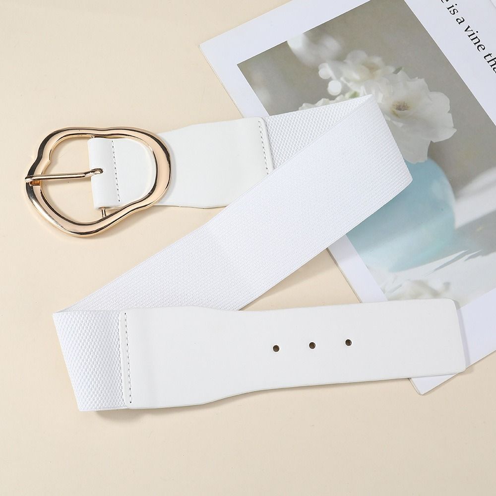 Adjustable Tying Pin Buckle Belt Elastic Leather Belt Women Waistband Belt  Dresses Accessory