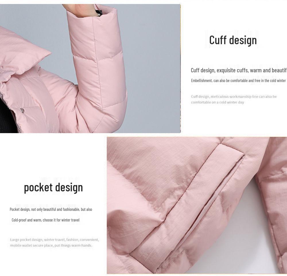 Women's Fashionable Lightweight Stand-up Collar White Duck Down Jacket for Autumn and Winter