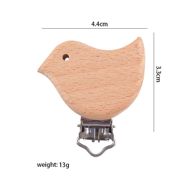 1Pcs Cute Modelling Beech Wood Pacifier Clip Baby DIY Cartoon Animal Wooden Log Pacifier Clips Nipple Chain Holder BPA Free