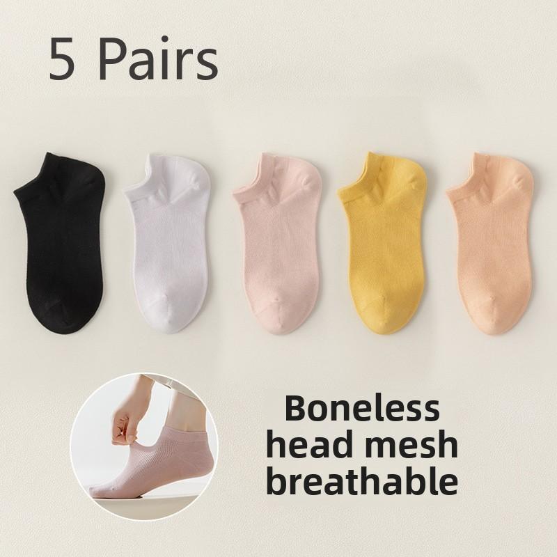 5 Paar Damen Sommer Reine Baumwolle Schweißabsorbierend Atmungsaktiv Mesh Nahtlos Unsichtbare Deodorant Socken
