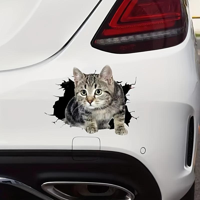 Cat Vinyl Sticker Cartoon Style Cat Climbing Out of Wall Suitable for Car, Truck, Motorcycle, Laptop, Yacht,Door and Window Home Decoration
