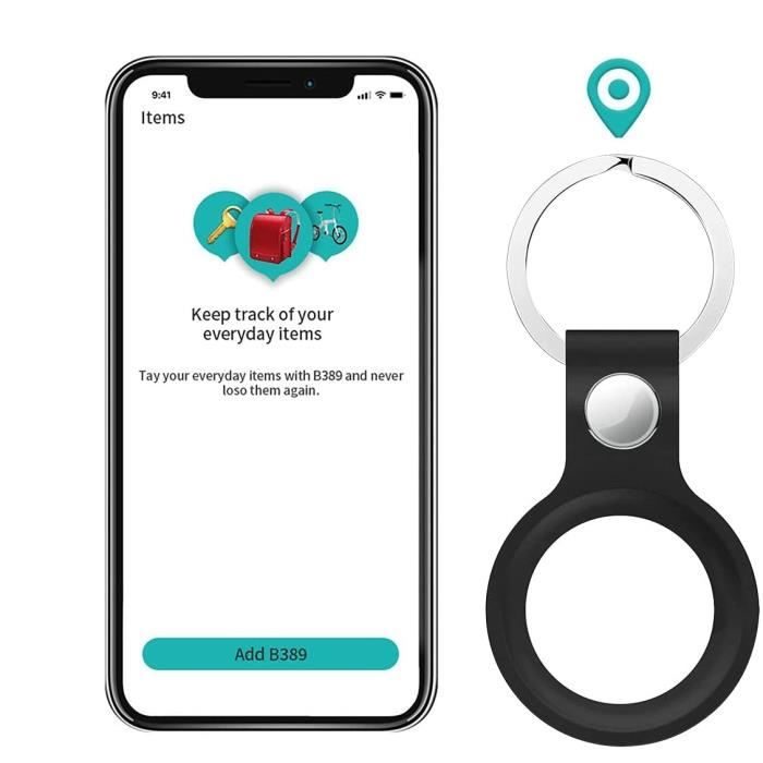 Coque - Phonillico - AirTag 2021 - Lot de 2 - Silicone Noir - Souple Antidérapante