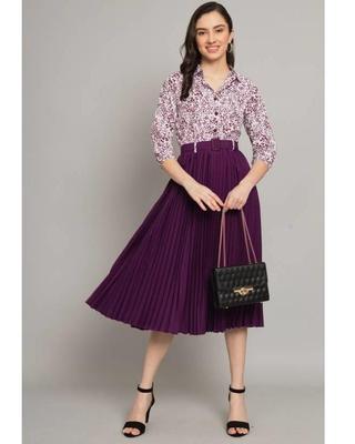 Festklær Designer Topp Tunika Westernklær Dame A-linje Lilla Kjole Kurta Topp