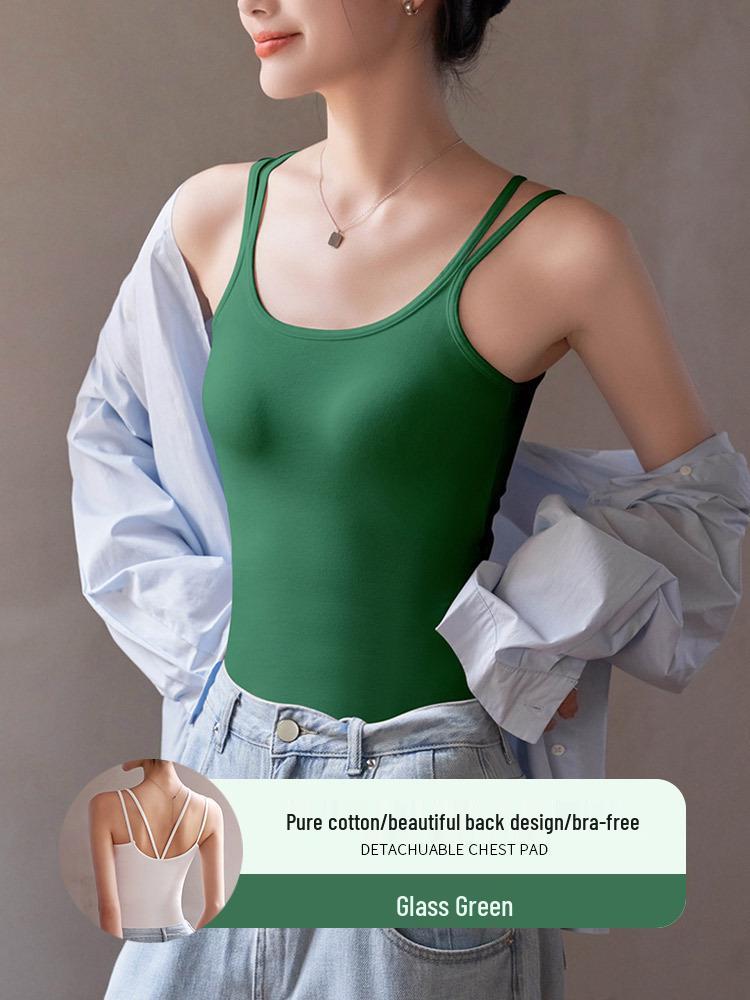 

Женская майка-топ без спины с нагрудными вкладышами – летний бюстгальтер, интегрированный в длинный топ Large