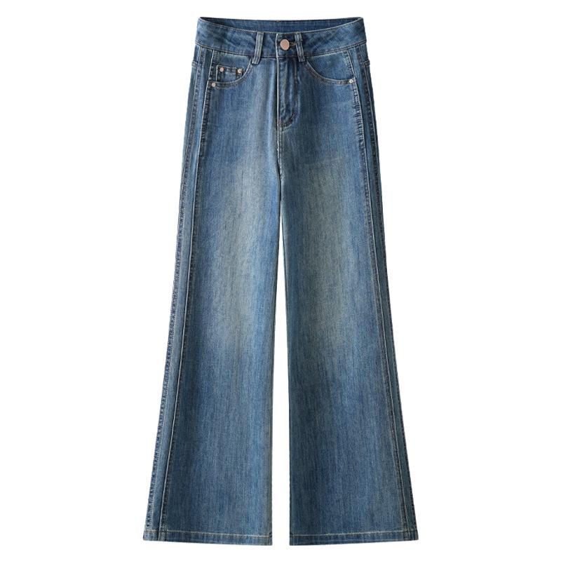 

Women s Retro Blue High Waist Wide Leg Jeans - Spring 2025 Collection M