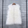Plus Size Faux Shearling Vest Mid-Length Fur Coat Warm Sleeveless Jacket Women
