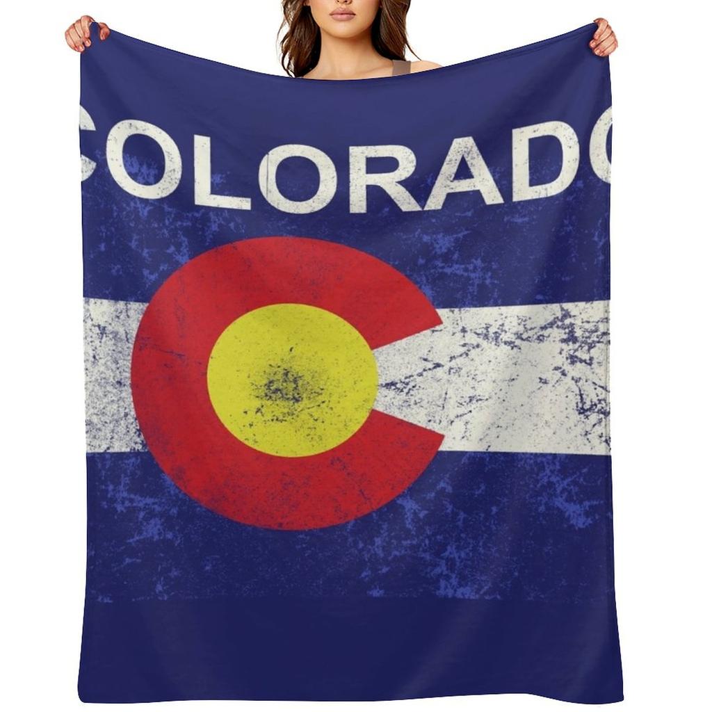 colorado flag vintage Throw Blanket for babies blankets ands Soft Beds Thin Blankets