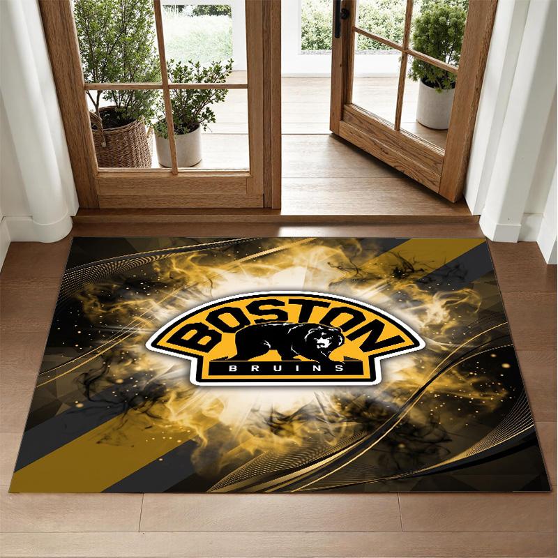 Boston Bruins Design Crystal Velvet Rug Soft Decorative Mat for Bedroom Entrance