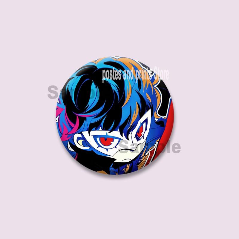 Spiel P-Persona 5 Runde Anstecker Ann Takamaki Ren Amamiya Knopfleisten Tasche Kleidung Dekorationen Brosche Sammlerstücke Schmuck Geschenke