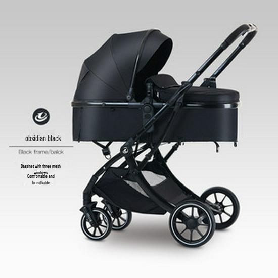 Foldable Multi-Functional High Landscape Baby Stroller: Sits and Lies Flat, Shock-Absorbing, Two-Way Design for Newborns