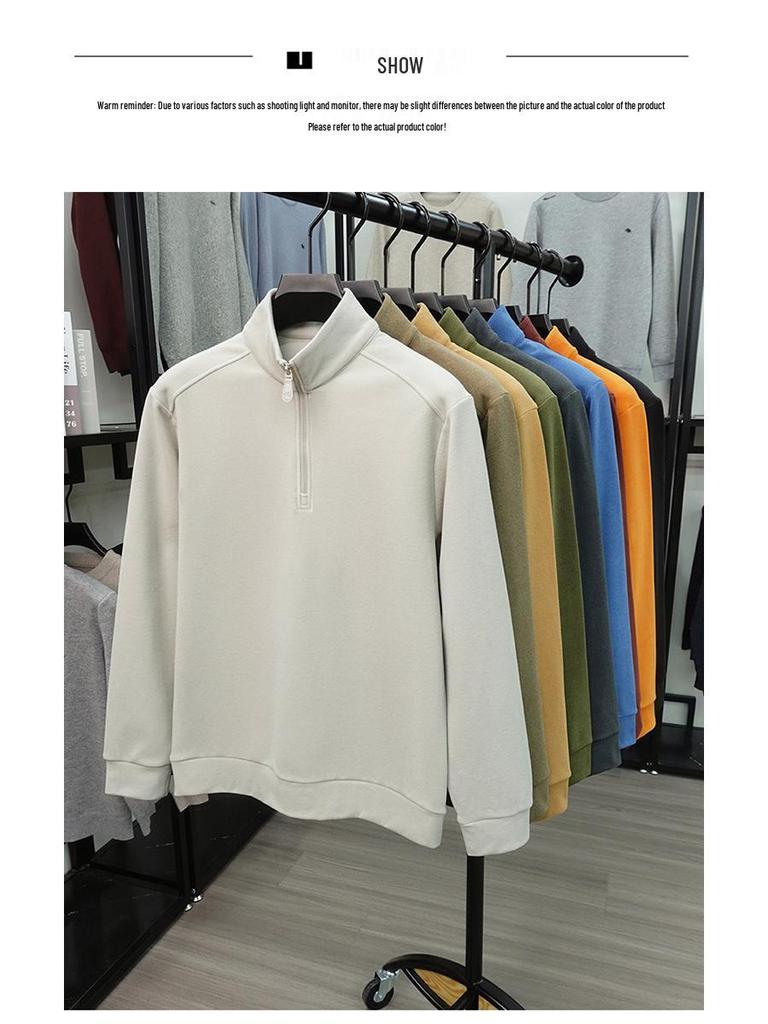 Men's 2025 Winter Double-Sided Fleece Half-Zip Long-Sleeve Casual Warm Base Layer Sweatshirt