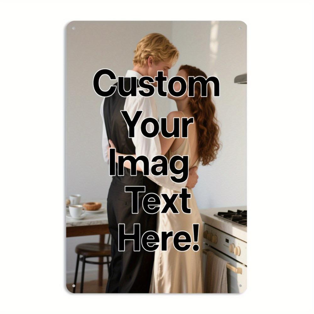 Custom Photo Insert Vintage Metal Wall Sign Waterproof Pre Drilled Hanging Decor For Wedding Anniversary Birthday