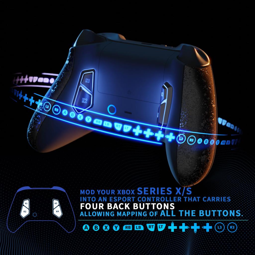eXtremeRate Textured VICTOR X Remap Kit for Xbox Series 6 Black Redesigned Back Side and 4 Back Buttons Controller Not Included S/X, Profiles, Shell,