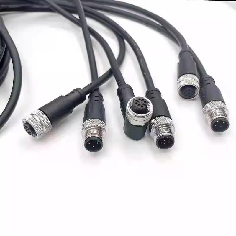 Waterproof M12 Aviation Connector Cable: 4, 5, 8, or 12-core Male/Female Molded Sensor Plug