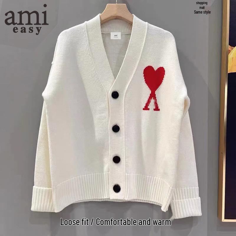 AMI&EASY Men's V-neck Jacquard Knit Cardigan: Trendy, Warm, and Versatile for Autumn and Winter