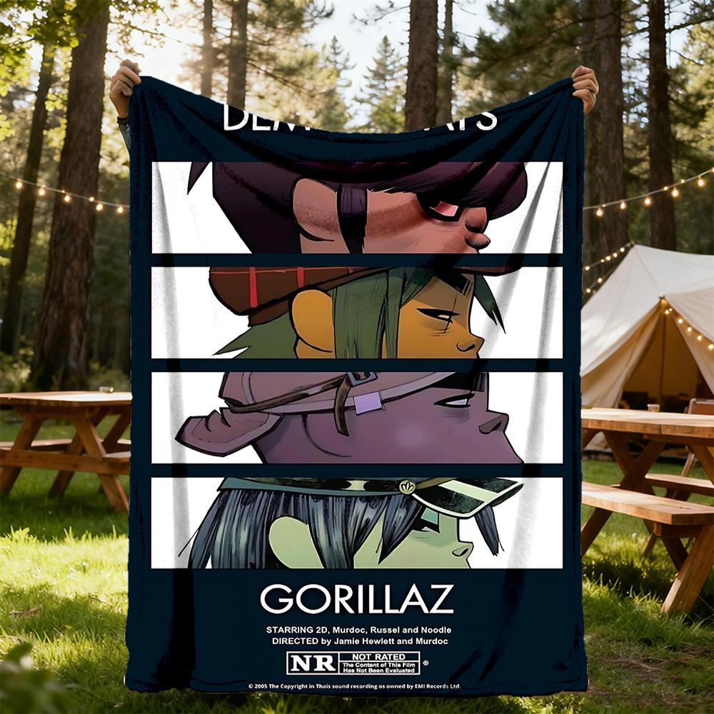 1pc Gorillaz Demon Days Outdoor Blanket Lightweight Flannel, All-Season Use for Sofa, Bed, Travel, Camping, Living Room, Office, Couch032