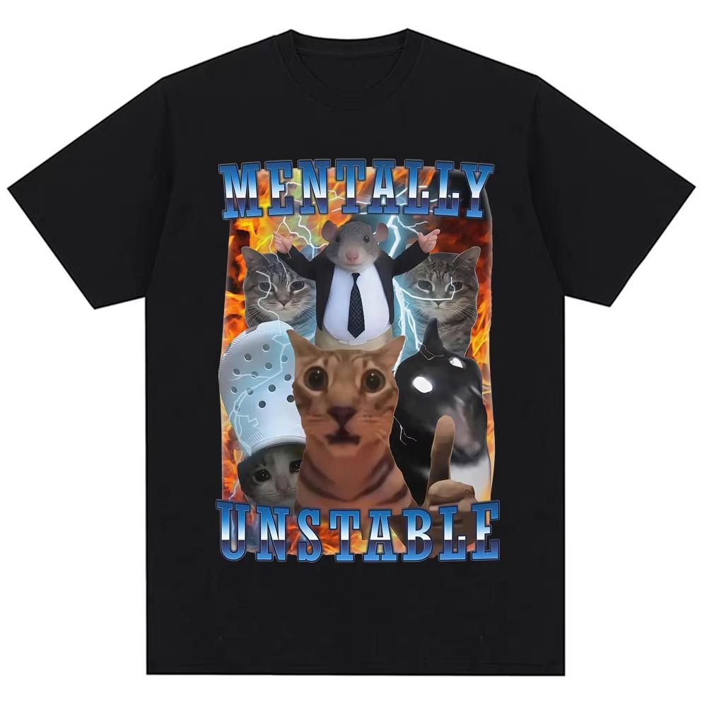 Mentally Unstable Meme Cats Rat T-shirt