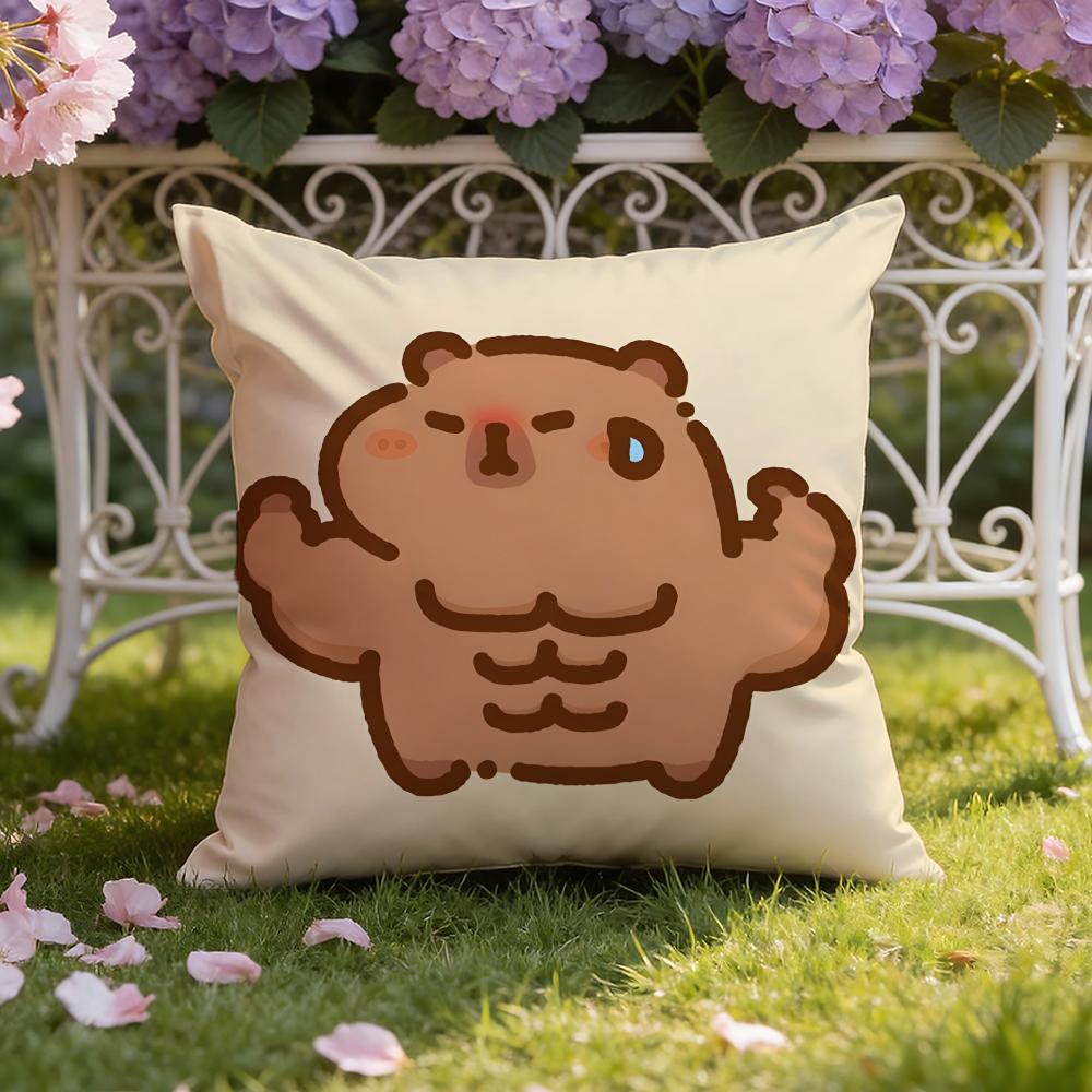 Cute C-Capybara Cushion Cover Home & Car Dual-Scene Pillow Cover: Reversible for Premium Comfort