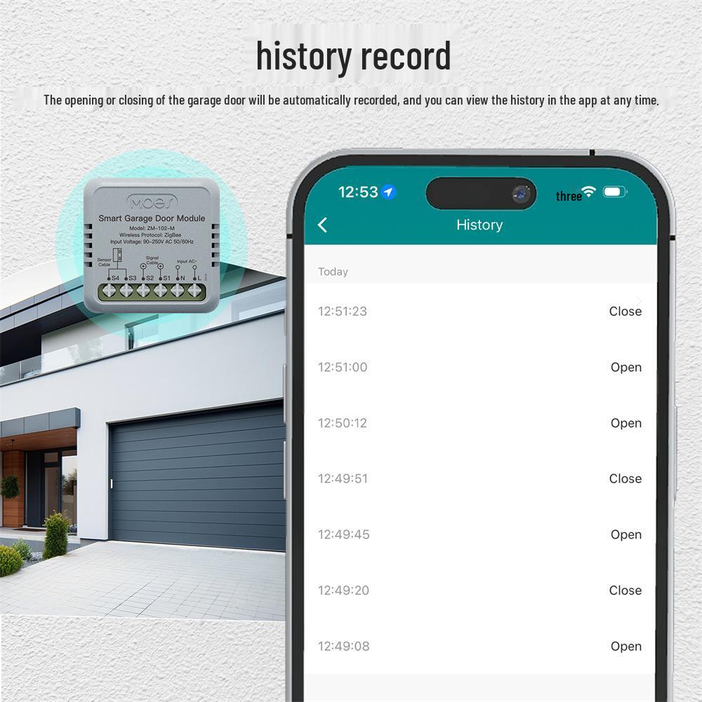 Graffiti Zigbee Smart Garage Door Switch with Timer & Alexa Voice Control