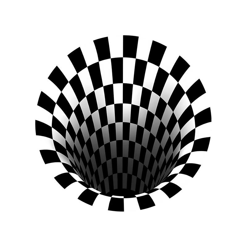 Black And White Stereo Vision Round Carpet Living Room Bedroom Coffee Table Floor Mat 3D Illusion Trap