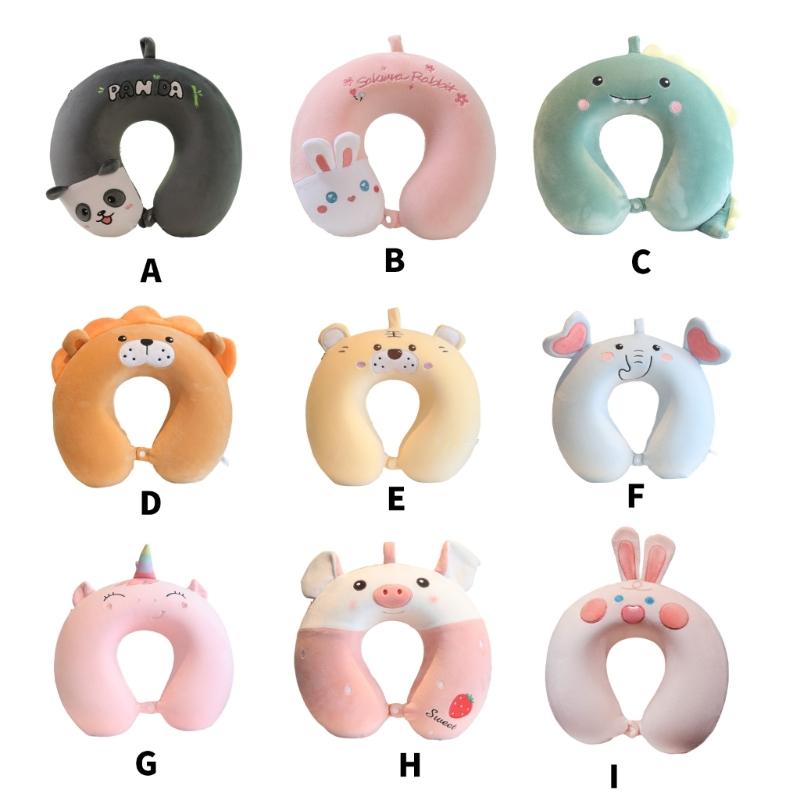 Soft Velvet U Shape Neck Pillow With Optional Animal Designs Memory Foam Cushion For Children Traveling
