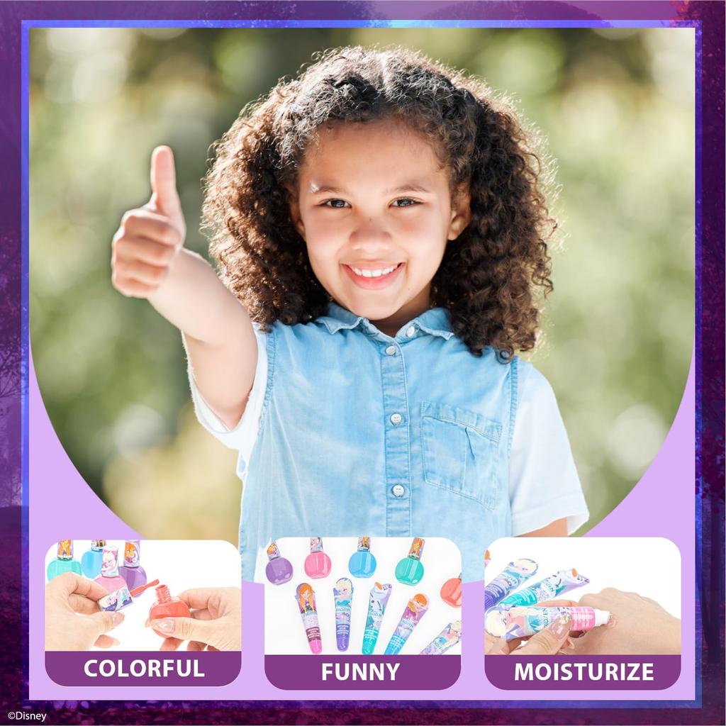 TownleyGirl Frozen 2 Disney Princess Frozen 2 Washable Luxury Makeup Set: Nail Polish, Nail Stickers, and Lip Gloss [Parallel Import]