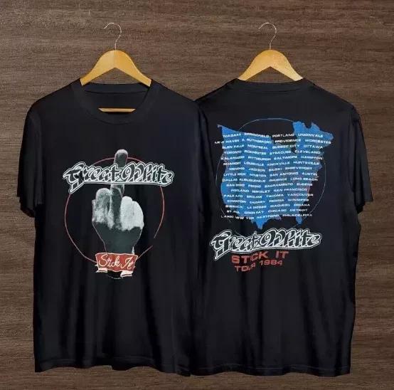 Vintage 1984 Great White Stick It Tour Concert Unisex Classic Tees Size S-4XL High-end Luxury Is for Both Men and Women Top Y2k