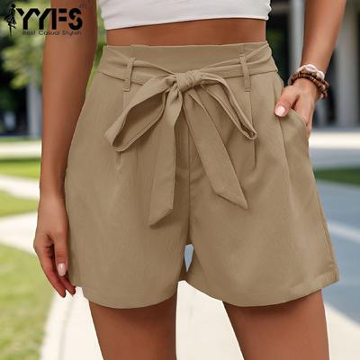 Pantaloncini sportivi a vita alta con stampa tinta unita casual alla moda da donna