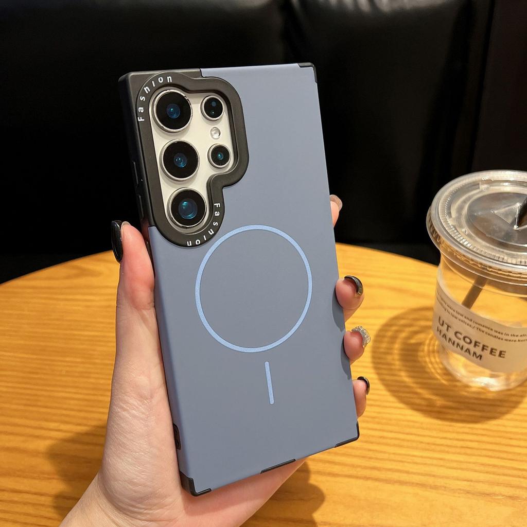 Samsung S25ultra Anti fall S24plus Liquid Silicone Mobile Phone Case S23U Thin Circle Magnetic Suction Case