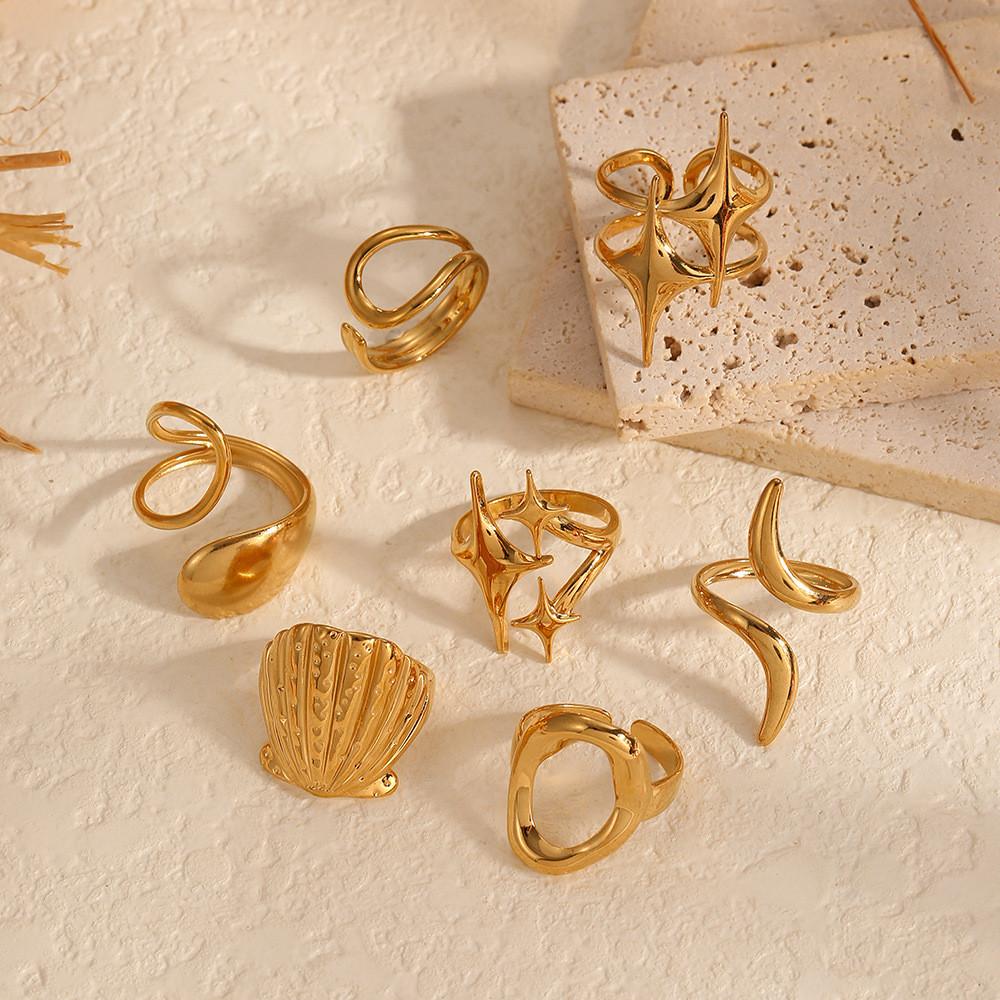 Style Geometric Stainless Steel Ring With 18k Gold Plating For Women And Men