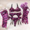 Sex Underwear Leopard Print Sexy Bra Gloves Leg Socks Set Female Spot Second Hair