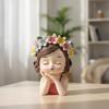 Girl Bust Flowerpot Indoor Head Planter Decorative with Flower Crown for Plant Lovers,