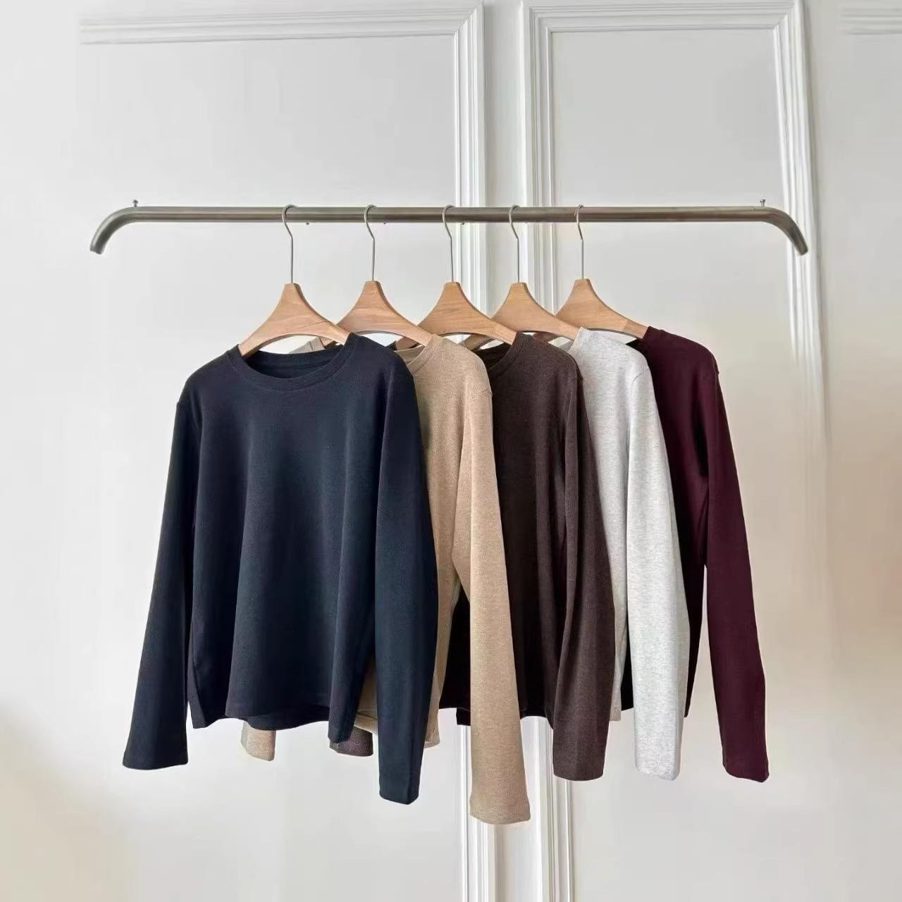 Embroidered bottoming shirt women s spring crew neck knitted sweater T S тёмно-синий