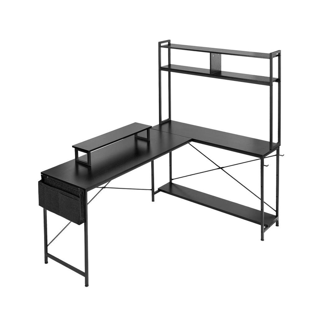 L-Shaped Computer Desk, 1.7m Reversible Corner Gaming Desk with Monitor Stand & Movable CPU Stand, Modern Stylish PC Table Sturdy Work Workstation for