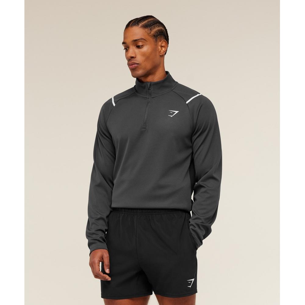 Gymshark Arrival Contrast 1 4 Zip Gs Onyx Grey Gs Black A5b2b Gb78