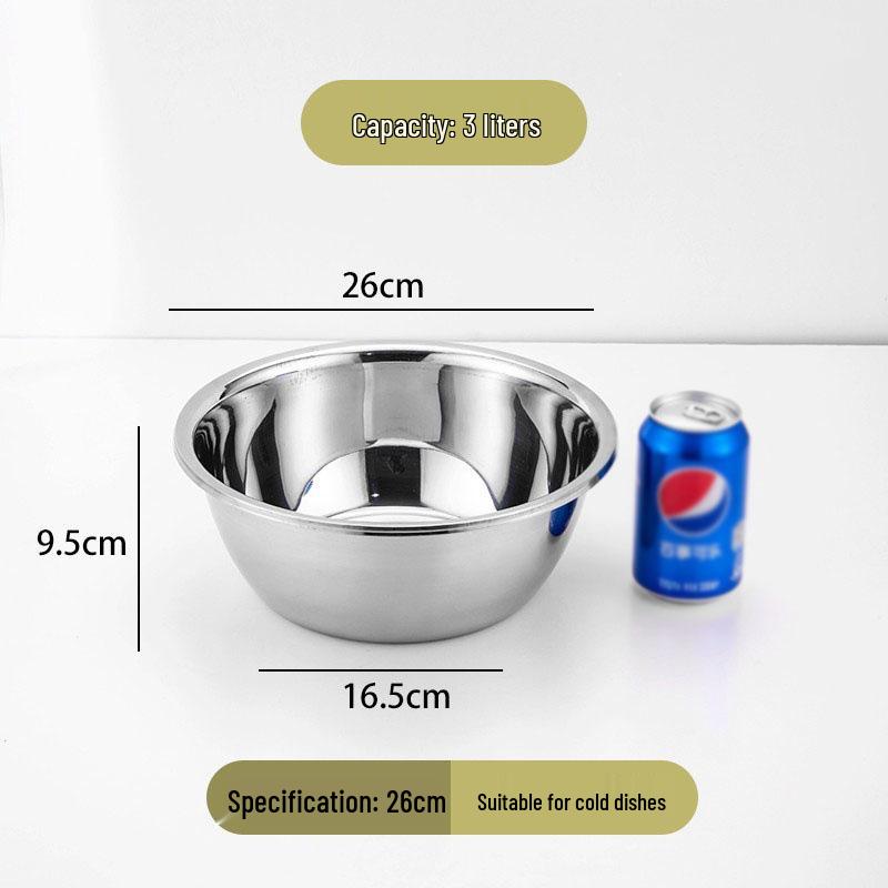 Extra Thick 304 Stainless Steel Household Deep Soup and Mixing Basin