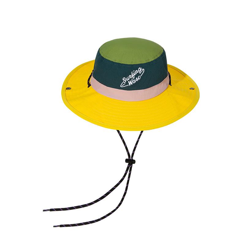 Waterproof color matching surf hat large brim sunshade sunscreen bucket hat quick drying outdoor street basin hat