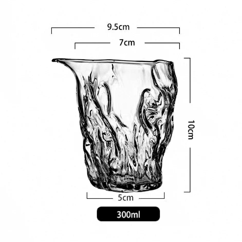 Japanese Style 300ml Handmade Hammer Patterned Heat-resistant Glass Fair Cup Tea Pitcher Kung Fu Tea Set Coffee Sharing Pitcher 300ml